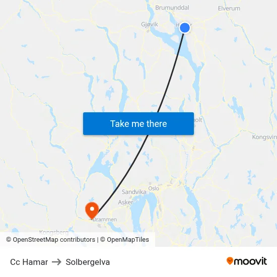 Cc Hamar to Solbergelva map