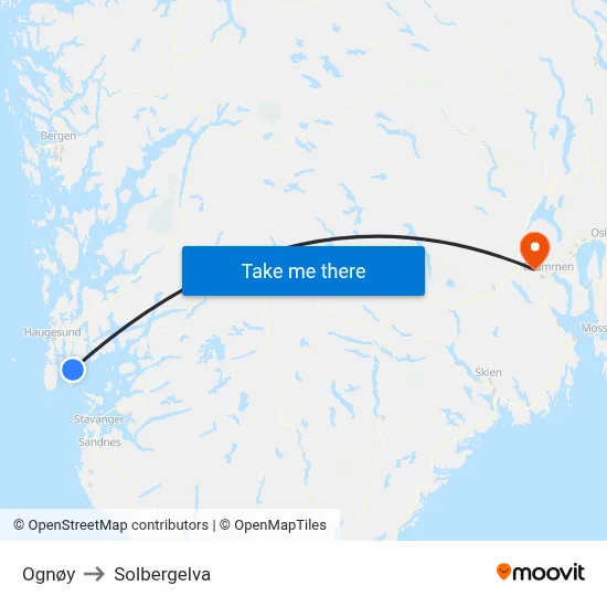 Ognøy to Solbergelva map