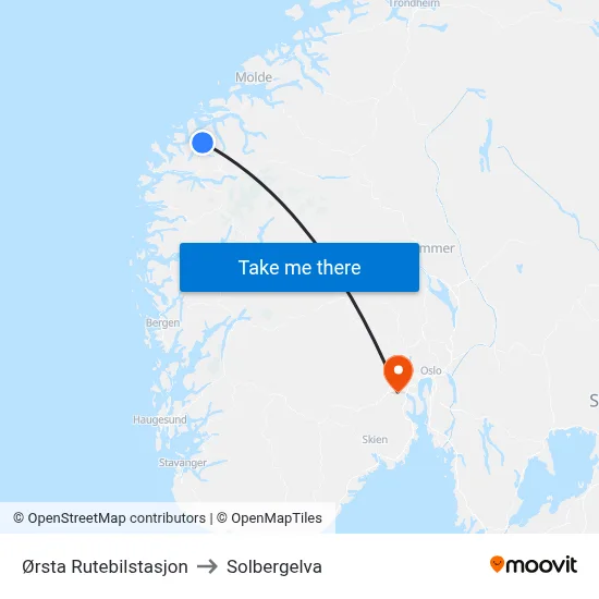 Ørsta Rutebilstasjon to Solbergelva map