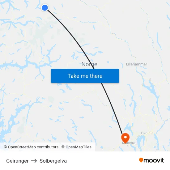 Geiranger to Solbergelva map