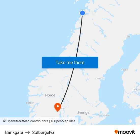 Bankgata to Solbergelva map