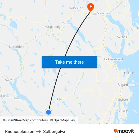 Rådhusplassen to Solbergelva map