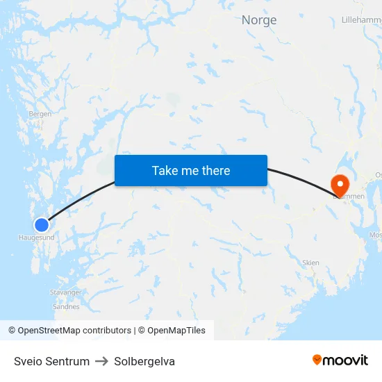 Sveio Sentrum to Solbergelva map