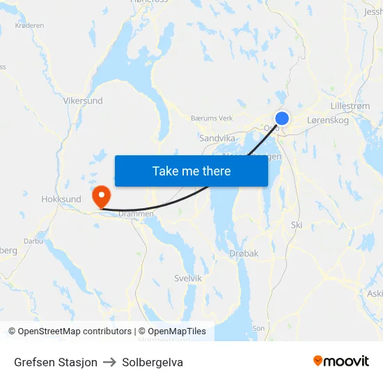 Grefsen Stasjon to Solbergelva map