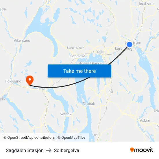 Sagdalen Stasjon to Solbergelva map