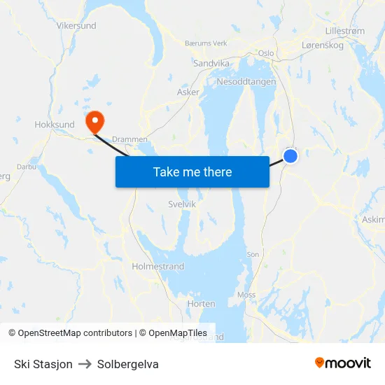 Ski Stasjon to Solbergelva map