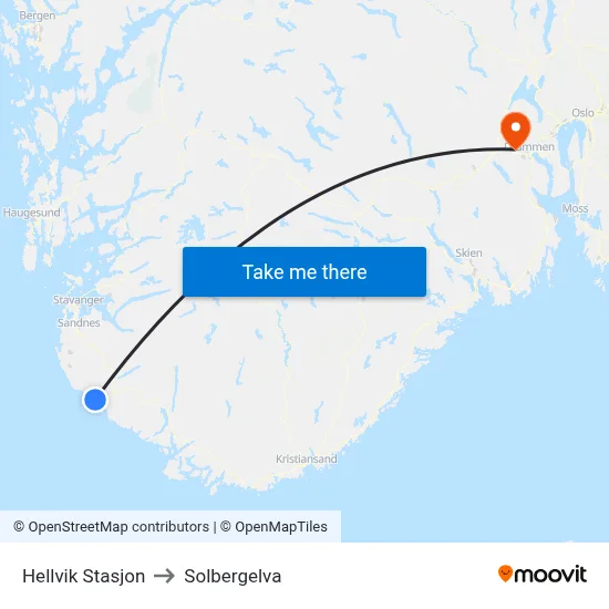 Hellvik Stasjon to Solbergelva map