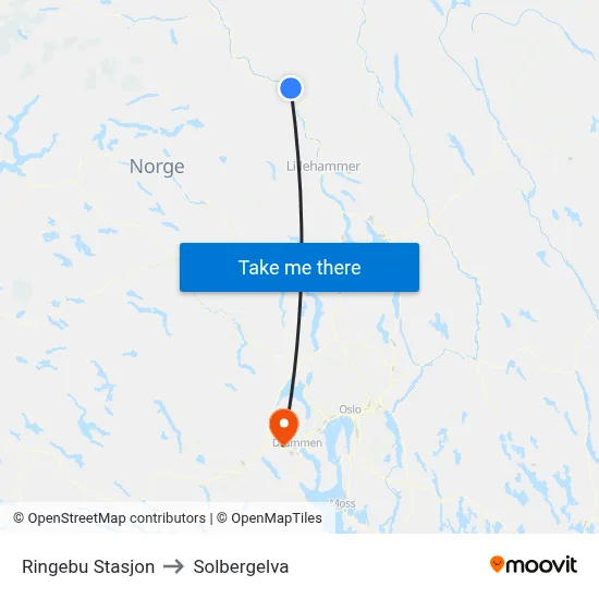 Ringebu Stasjon to Solbergelva map