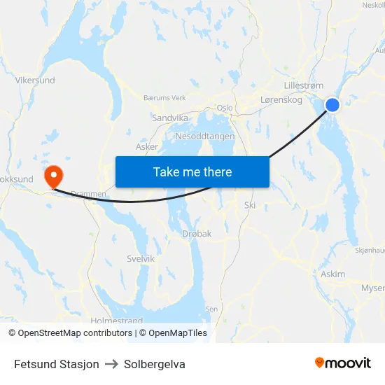 Fetsund Stasjon to Solbergelva map