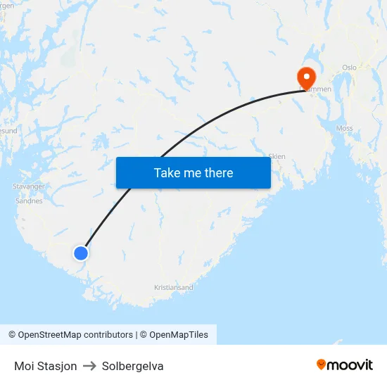Moi Stasjon to Solbergelva map
