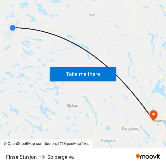 Finse Stasjon to Solbergelva map