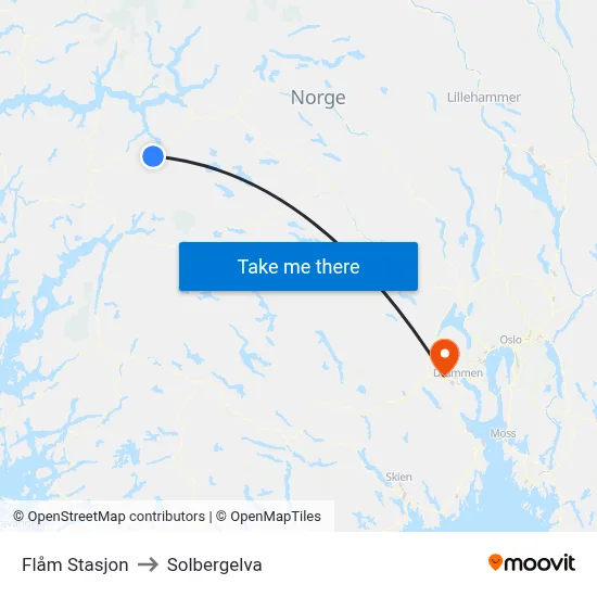 Flåm Stasjon to Solbergelva map
