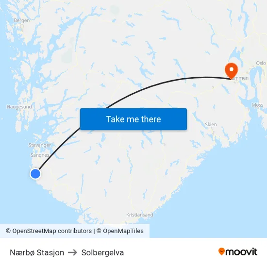 Nærbø Stasjon to Solbergelva map