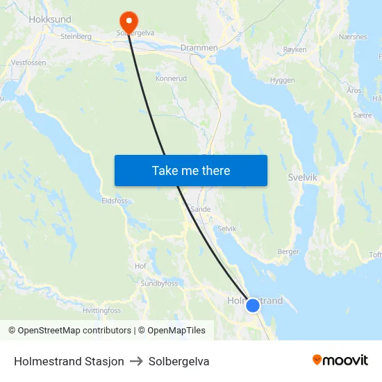 Holmestrand Stasjon to Solbergelva map