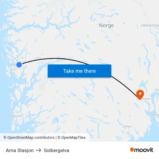 Arna Stasjon to Solbergelva map