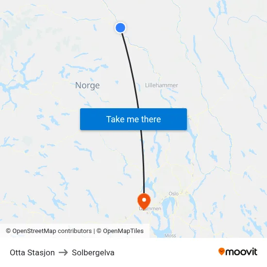 Otta Stasjon to Solbergelva map
