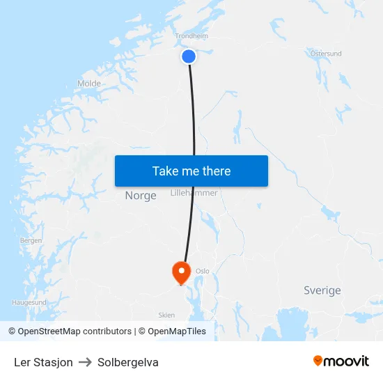 Ler Stasjon to Solbergelva map