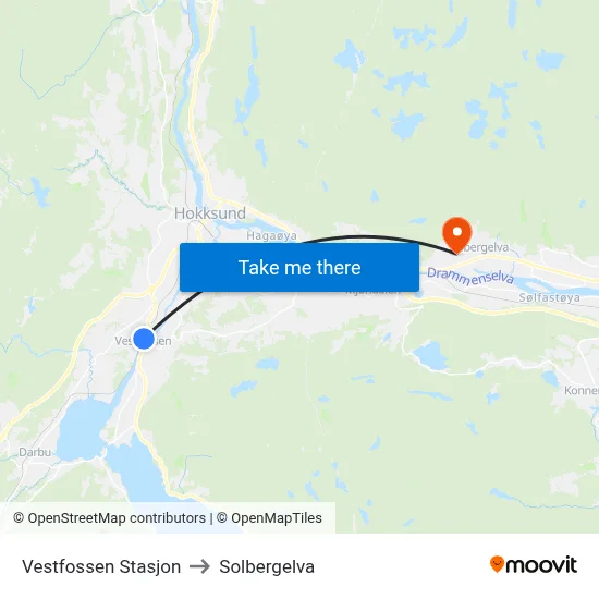Vestfossen Stasjon to Solbergelva map