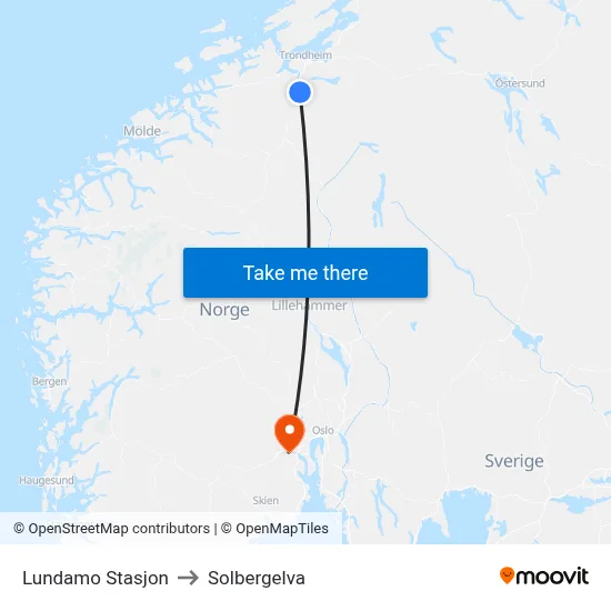 Lundamo Stasjon to Solbergelva map