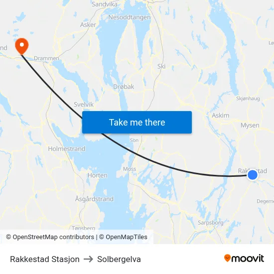 Rakkestad Stasjon to Solbergelva map