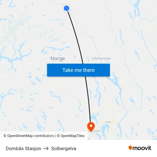 Dombås Stasjon to Solbergelva map