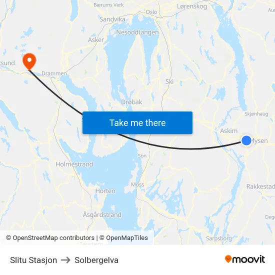 Slitu Stasjon to Solbergelva map