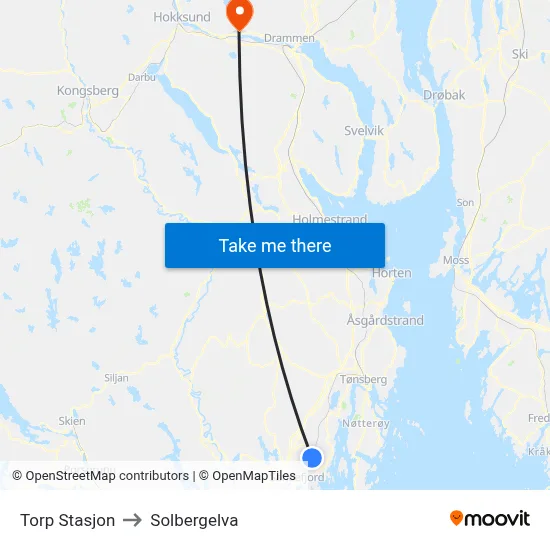 Torp Stasjon to Solbergelva map