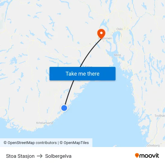 Stoa Stasjon to Solbergelva map