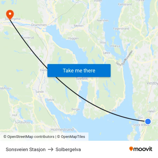 Sonsveien Stasjon to Solbergelva map