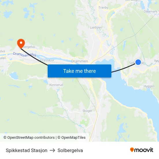 Spikkestad Stasjon to Solbergelva map