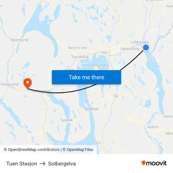 Tuen Stasjon to Solbergelva map