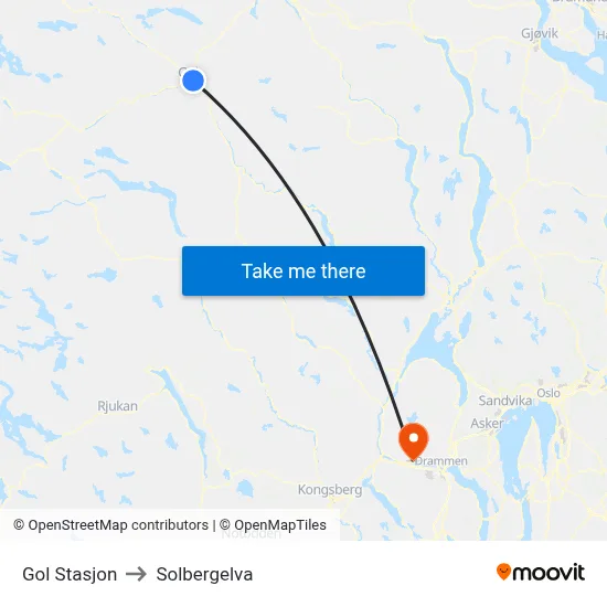 Gol Stasjon to Solbergelva map