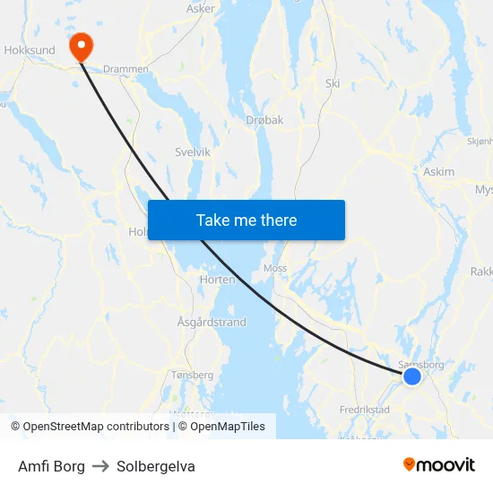 Amfi Borg to Solbergelva map