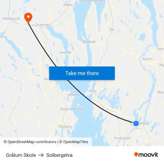 Grålum Skole to Solbergelva map