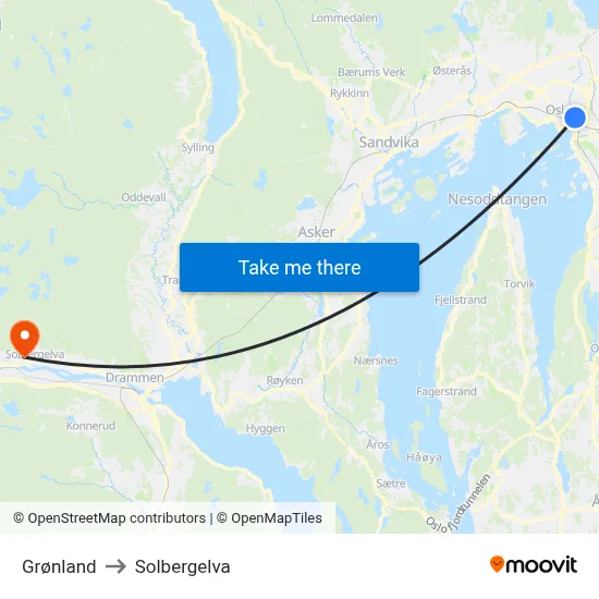 Grønland to Solbergelva map