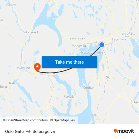 Oslo Gate to Solbergelva map