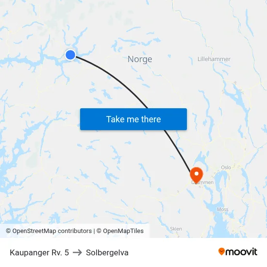 Kaupanger Rv. 5 to Solbergelva map