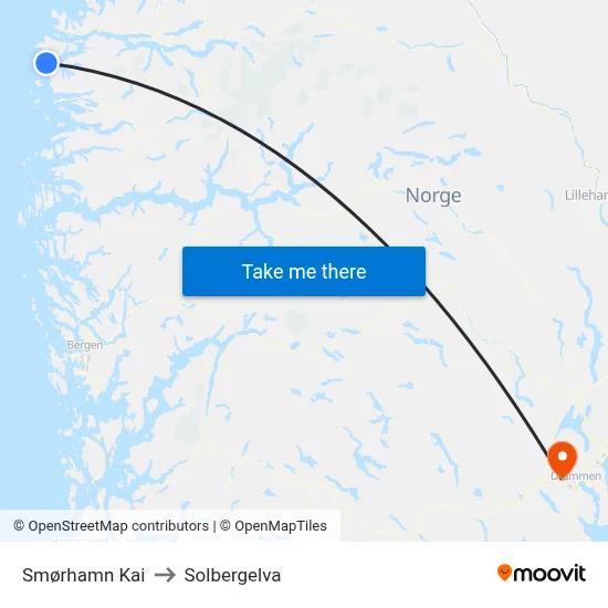 Smørhamn Kai to Solbergelva map