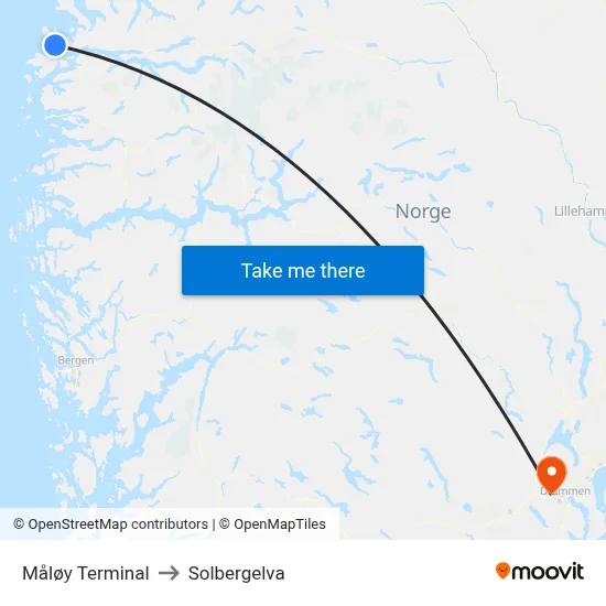 Måløy Terminal to Solbergelva map