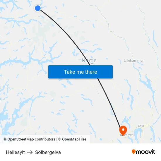 Hellesylt to Solbergelva map