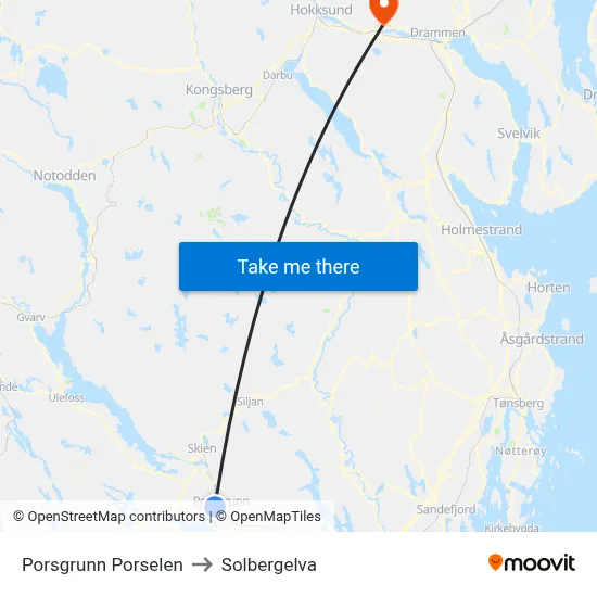 Porsgrunn Porselen to Solbergelva map