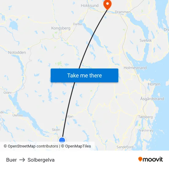 Buer to Solbergelva map