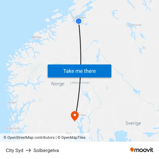 City Syd to Solbergelva map