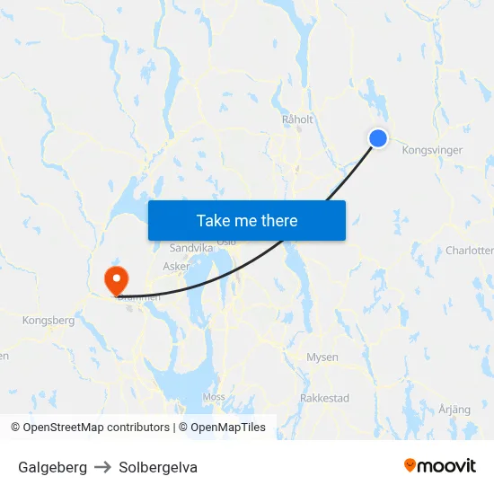 Galgeberg to Solbergelva map