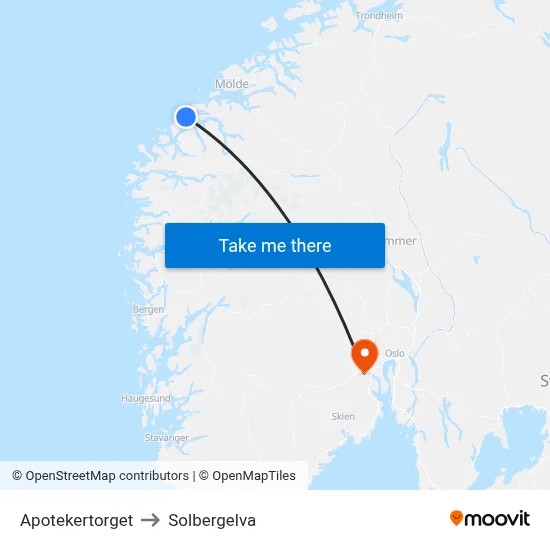 Apotekertorget to Solbergelva map
