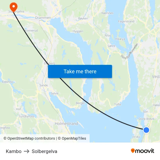 Kambo to Solbergelva map