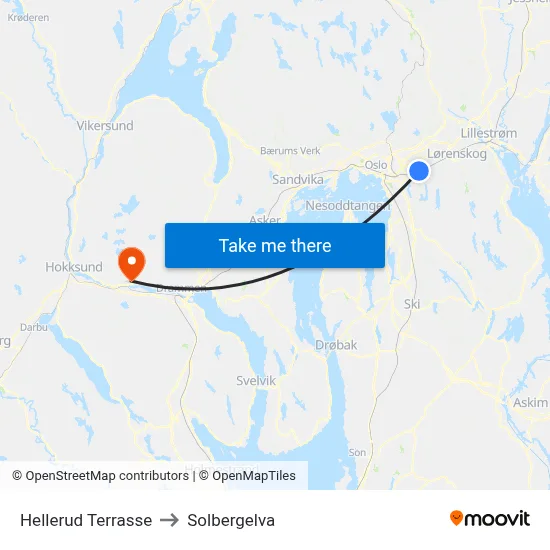 Hellerud Terrasse to Solbergelva map