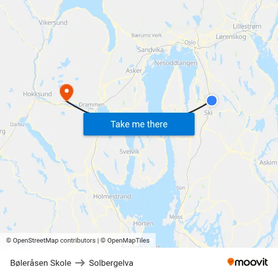 Bøleråsen Skole to Solbergelva map
