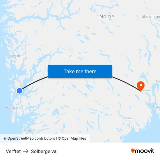 Verftet to Solbergelva map