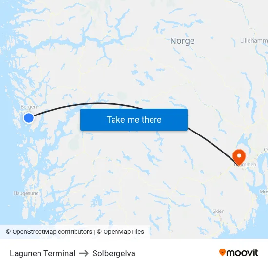 Lagunen Terminal to Solbergelva map
